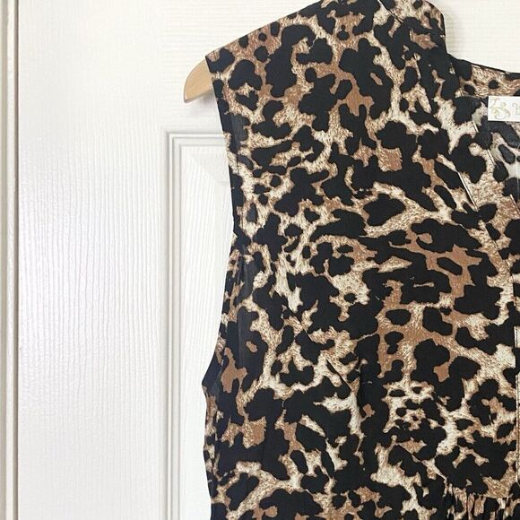 Suzanne Betro Tunic Top Half Placket Bib Sleeveless Lightweight Animal Size 2X - Picture 5 of 10